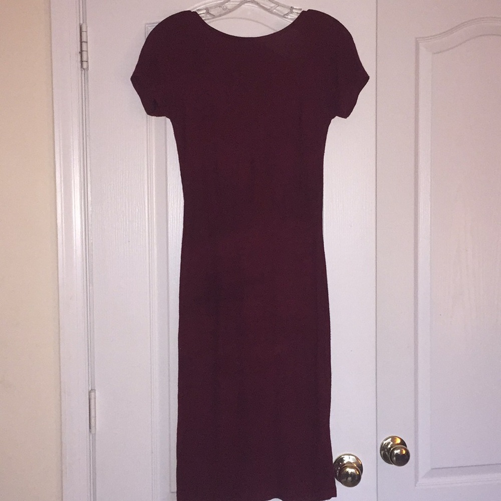 Forever 21 Burgundy Fitted Low-Back Bodycon Dress